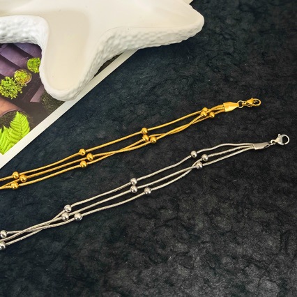 The all-titanium steel fashionable multi-layer round bead bracelet is elegant, versatile, simple and high-end accessory. One-piece consignment factory price Specification drawing