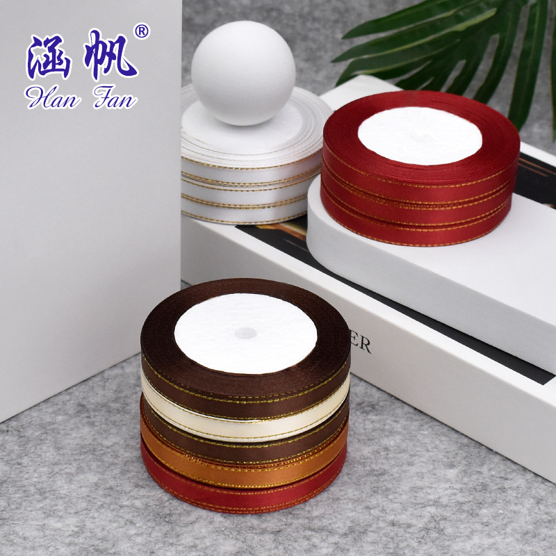 Gold ribbon ribbons, color ribbons in stock, gold ribbon gift packaging, head accessories, clothing accessories and other sizes details Picture