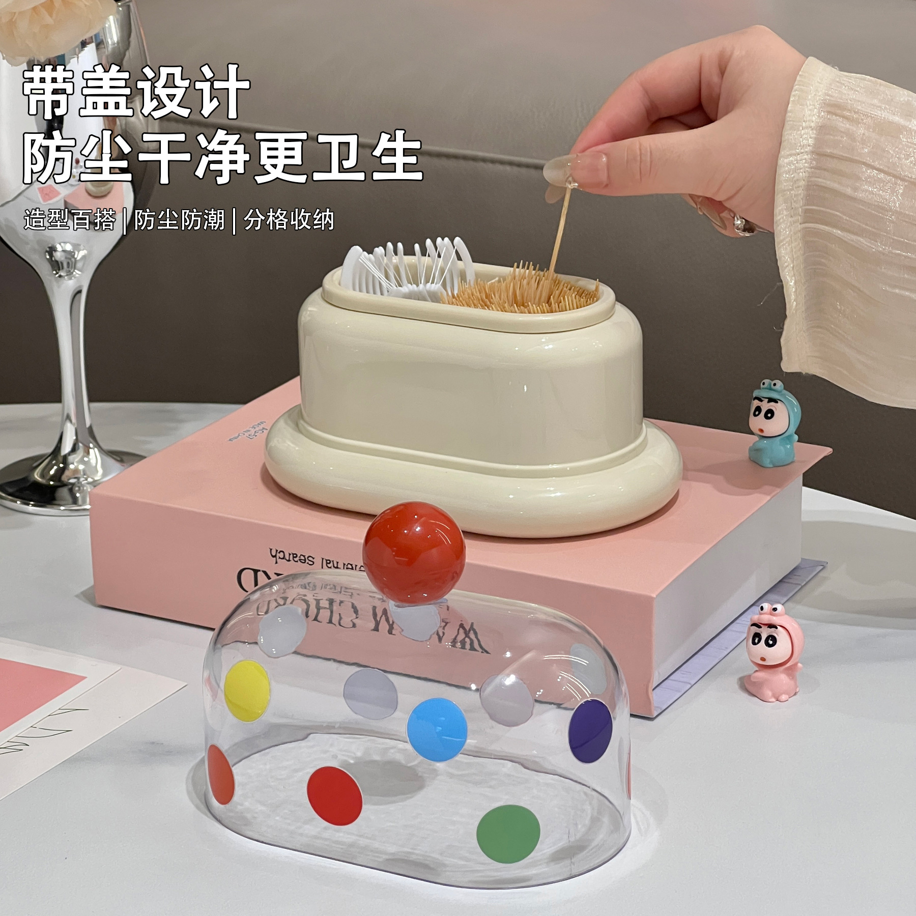 Living room dining table dopamine toothpick box, home cute and creative high appearance level cotton toothpick holder, toothpick holder and dental floss storage box details Picture
