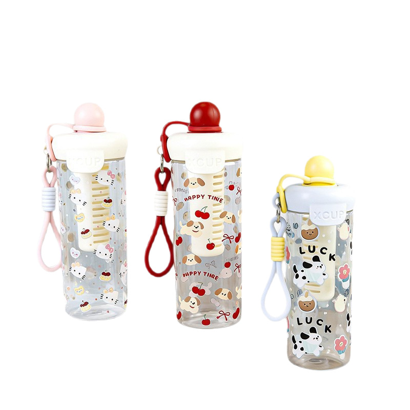 Wholesale of high-appeartion-level cartoon float ball plastic cups, large-capacity portable ins direct drinking plastic straws, water cups and tea brewing cups Item Picture