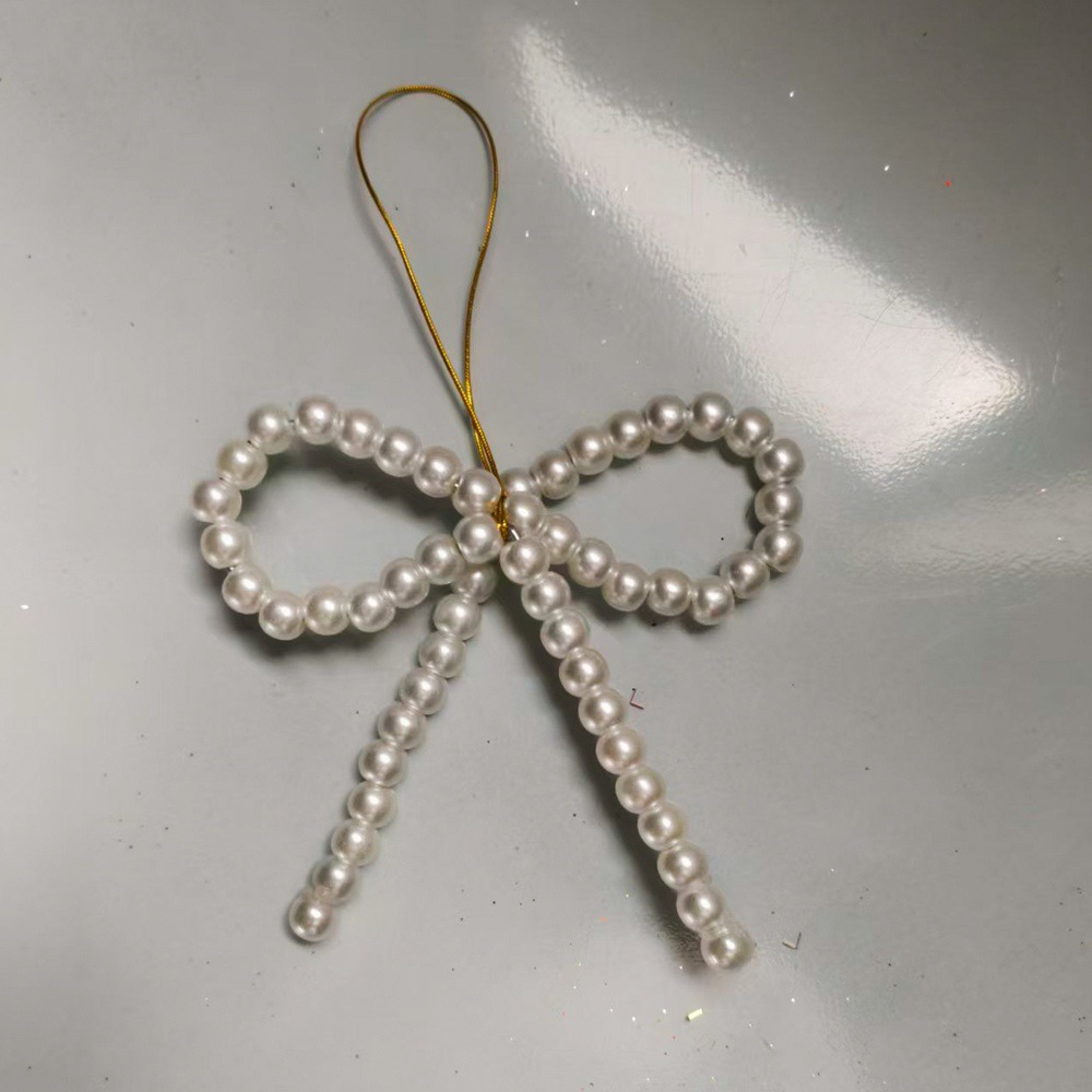 Cross-border Christmas pearl bow pendant, Christmas tree pendant, handmade small pendant, festive atmosphere decoration details Picture