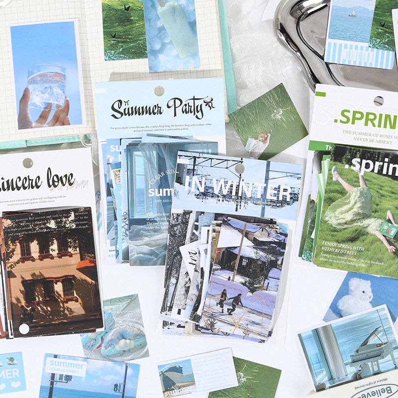 鑫奇新 50张四季予你贴纸包 春夏秋冬韩系浪漫装饰手账痛包素材包