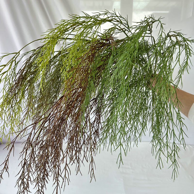 Long willow bud simulation plant, soft rubber willow leaf, indoor hanging green plant, ceiling decoration, photography prop, reed grass Application Scenario