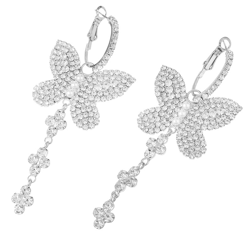 European and American fashion style diamond-encrusted butterfly long tassel earrings, high-end, grand, elegant, exaggerated and versatile earrings Application Scenario