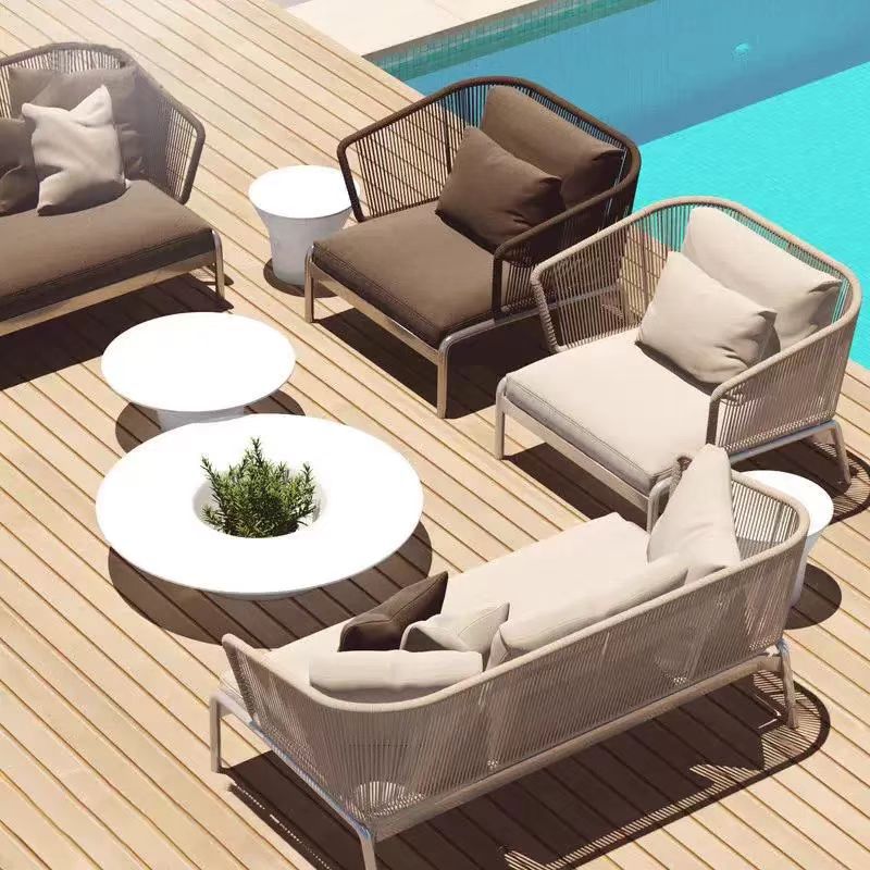 Outdoor leisure furniture, rattan sofa combination, open-air balcony rattan chair, model room, courtyard garden sofa, living room