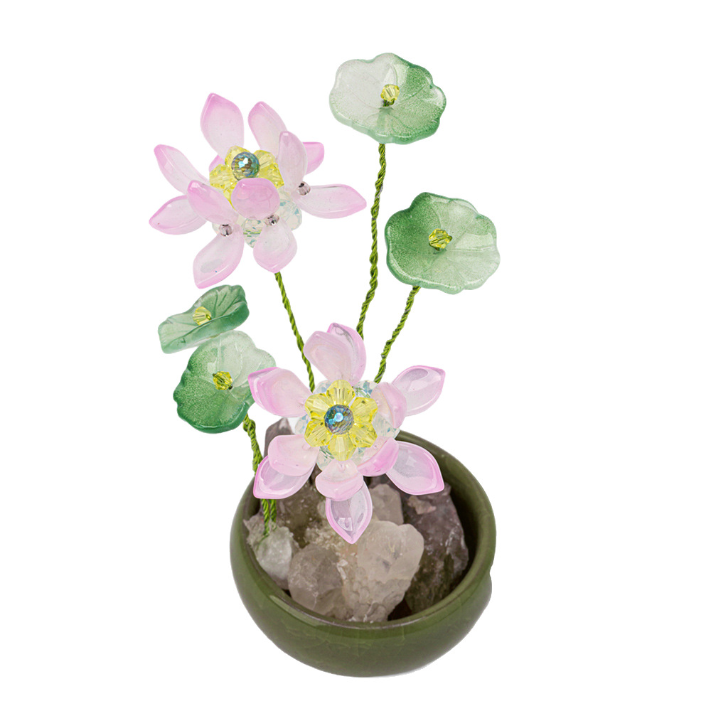 厂家批发网红莲莲清新荷花新款车载摆件工艺品送礼装饰用品男女白底实物图