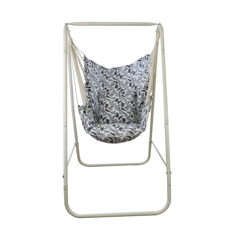 Wholesale of indoor cotton canvas hammocks, printed outdoor swings, stainless steel frame hanging baskets, camping outdoor Item Picture