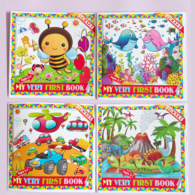 跨境英语填色本A4涂色描红本幼儿3-7岁儿童益智动脑宝宝画画绘画