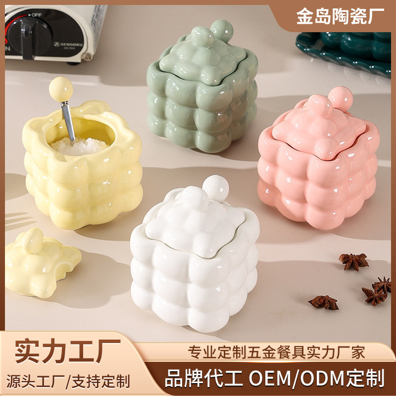 源头工厂轻奢调味罐家用厨房调料瓶组合套装创意陶瓷味精盐罐批发