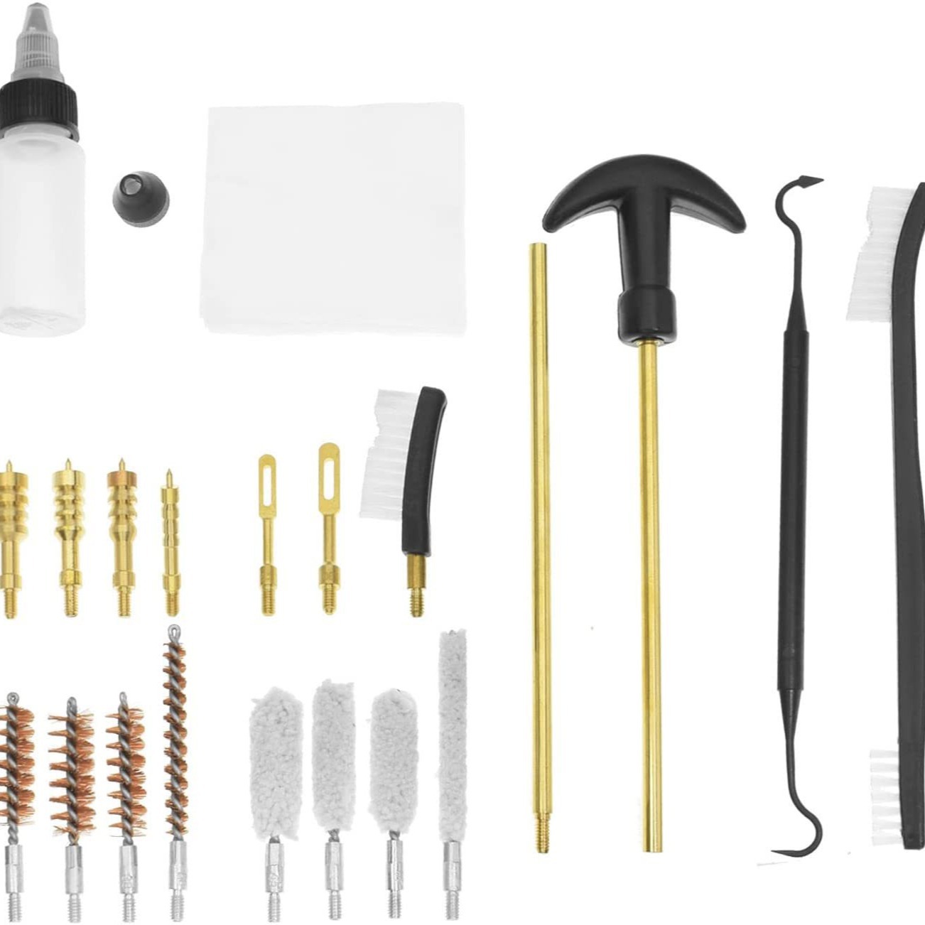 Cross-border best-selling universal gun barrel brush tool rust removal and cleaning set, pipe unblocking and gun barrel maintenance tool box Specification drawing
