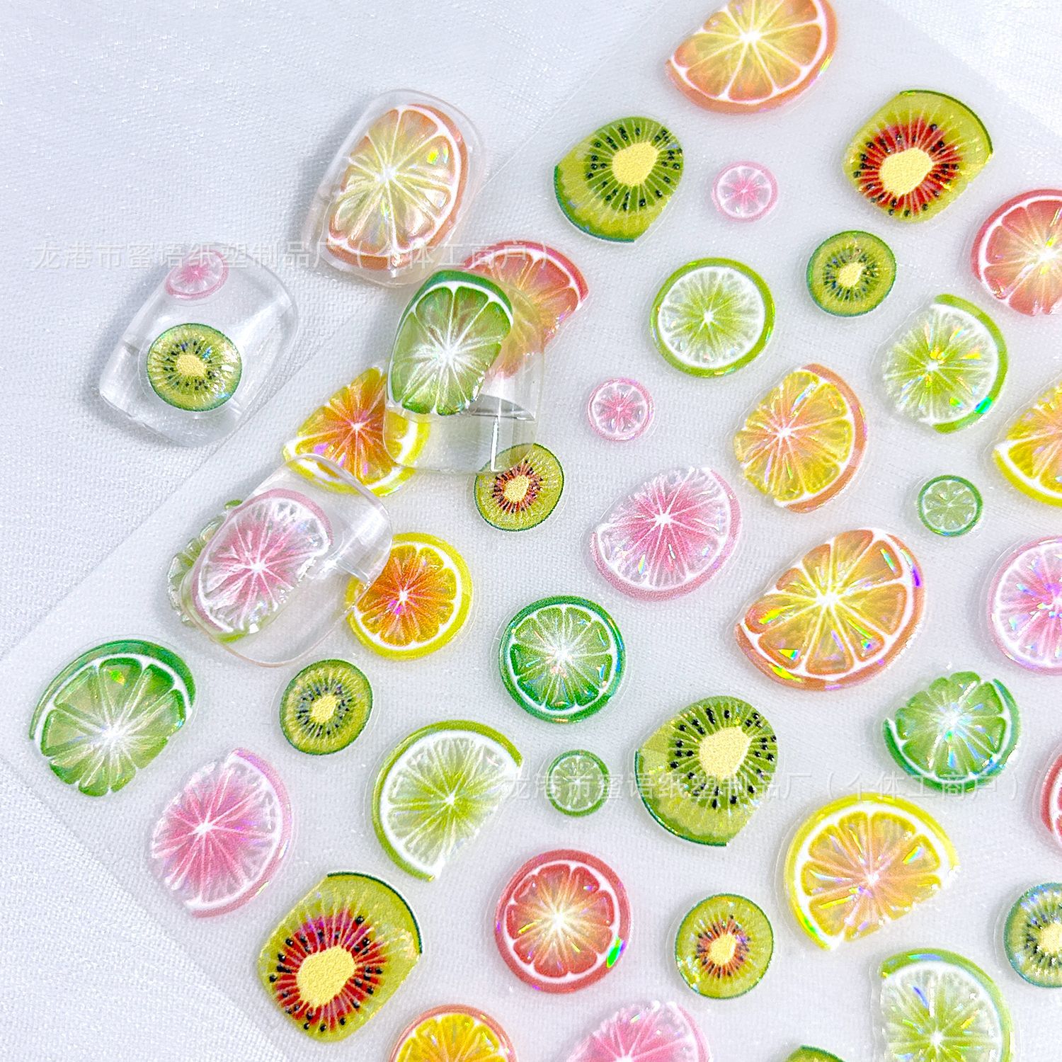 Cross-border bestseller: Shell Light Lemon nail sticker, wine red cherry 5D three-dimensional embossed nail sheet decoration sticker details Picture