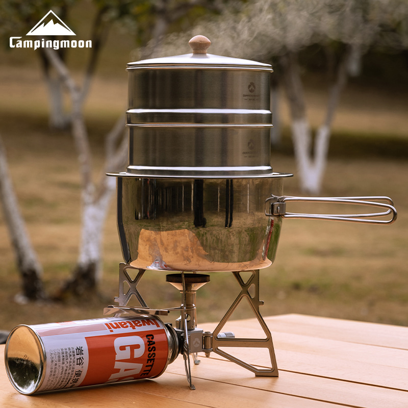 Koman S363 medium-sized multi-layer steamer base set, 304 stainless steel portable cooking steamer for home and camping