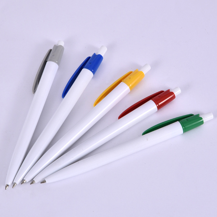 Wholesale of uncovered ballpoint pens, 572 white fine rod 0.7MM, advertising gift ballpoint pens, direct supply from the manufacturer details Picture