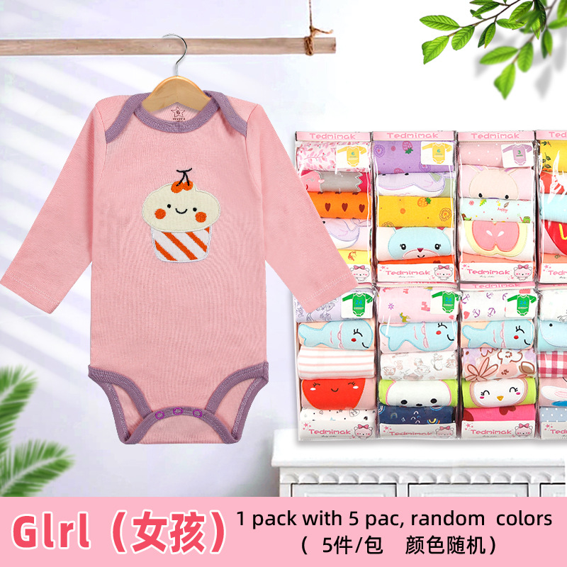 Cross-border wholesale of cute baby clothes from Europe and America, Class A, long-sleeved baby clothes, pure cotton hatches, autumn wrap-around clothes Specification image