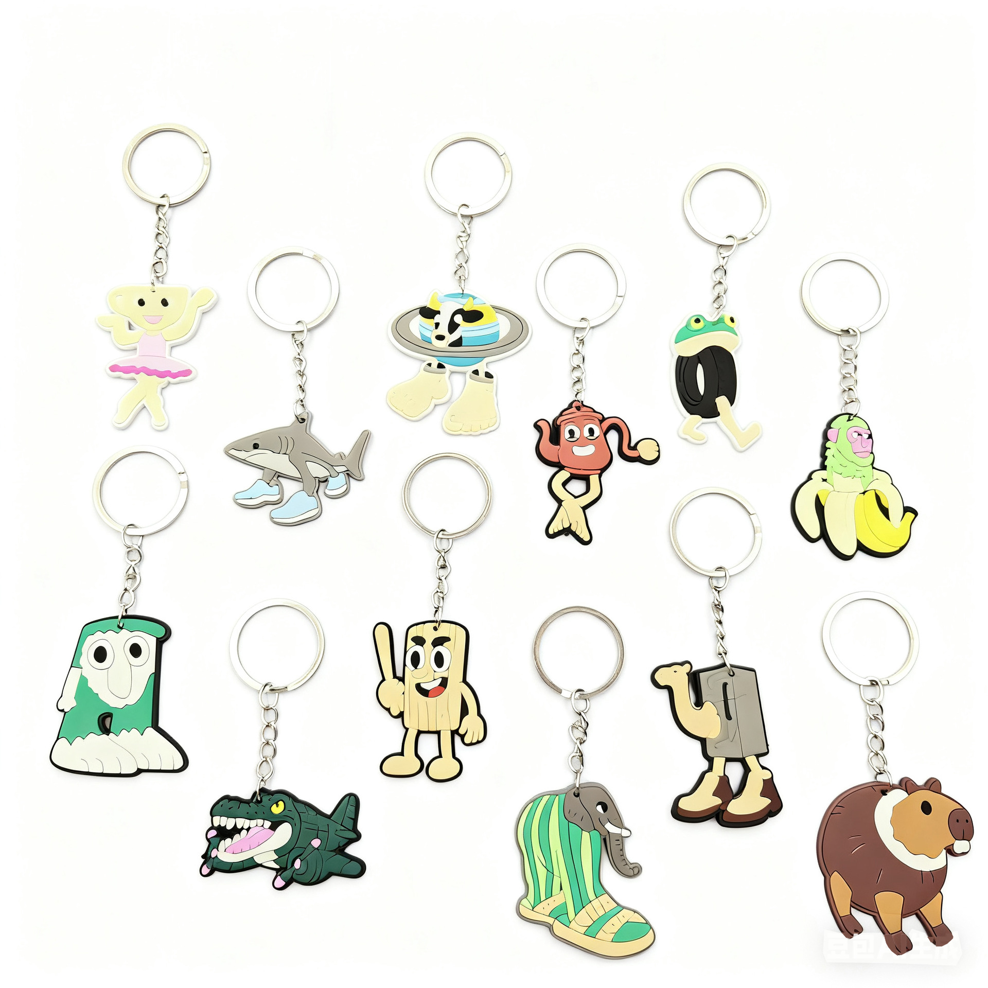 新款跨境山海经钥匙扣卡通可爱PVC软胶学生书包diy挂饰洞洞鞋配饰