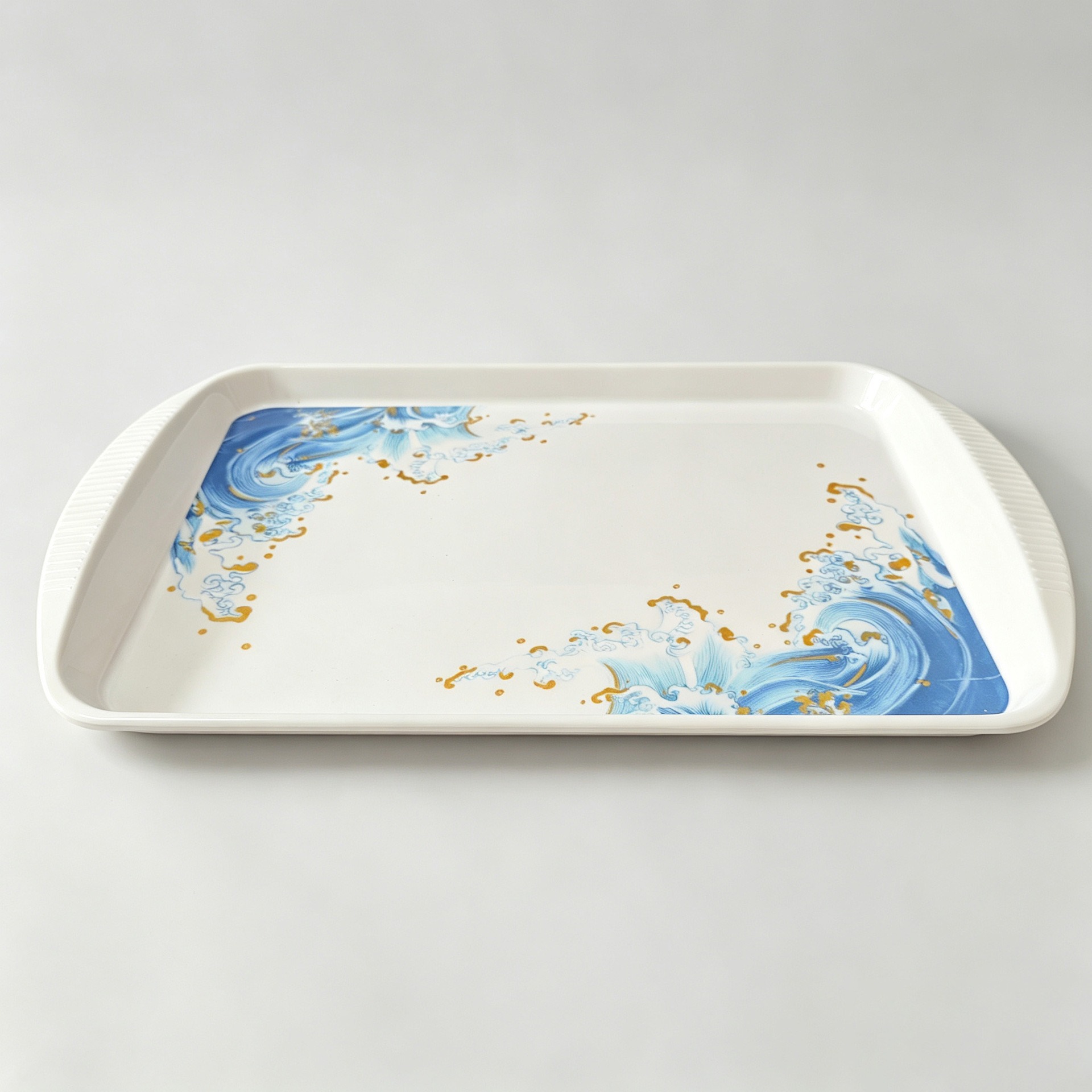 White wave plates for foreign trade, melamine tableware, rectangular trays, Western-style plates, commercial, shock-resistant rectangular plates Specification image