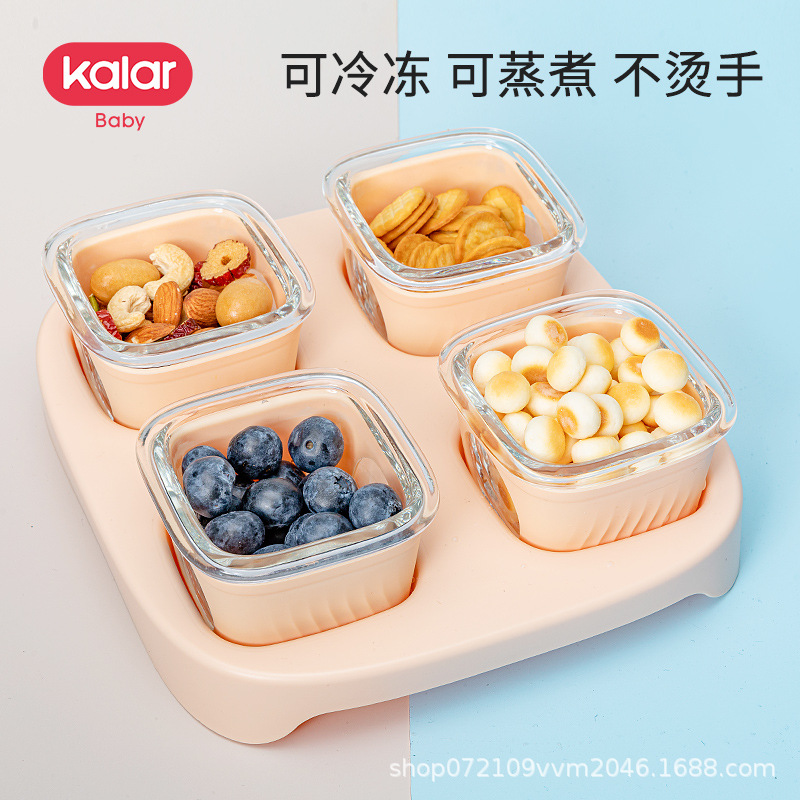 kalar accesorio caja de vidrio bebé portátil herramientas de conservación a prueba de fugas cocinable congelador sellado almacenamiento tazón de bebé Specification image