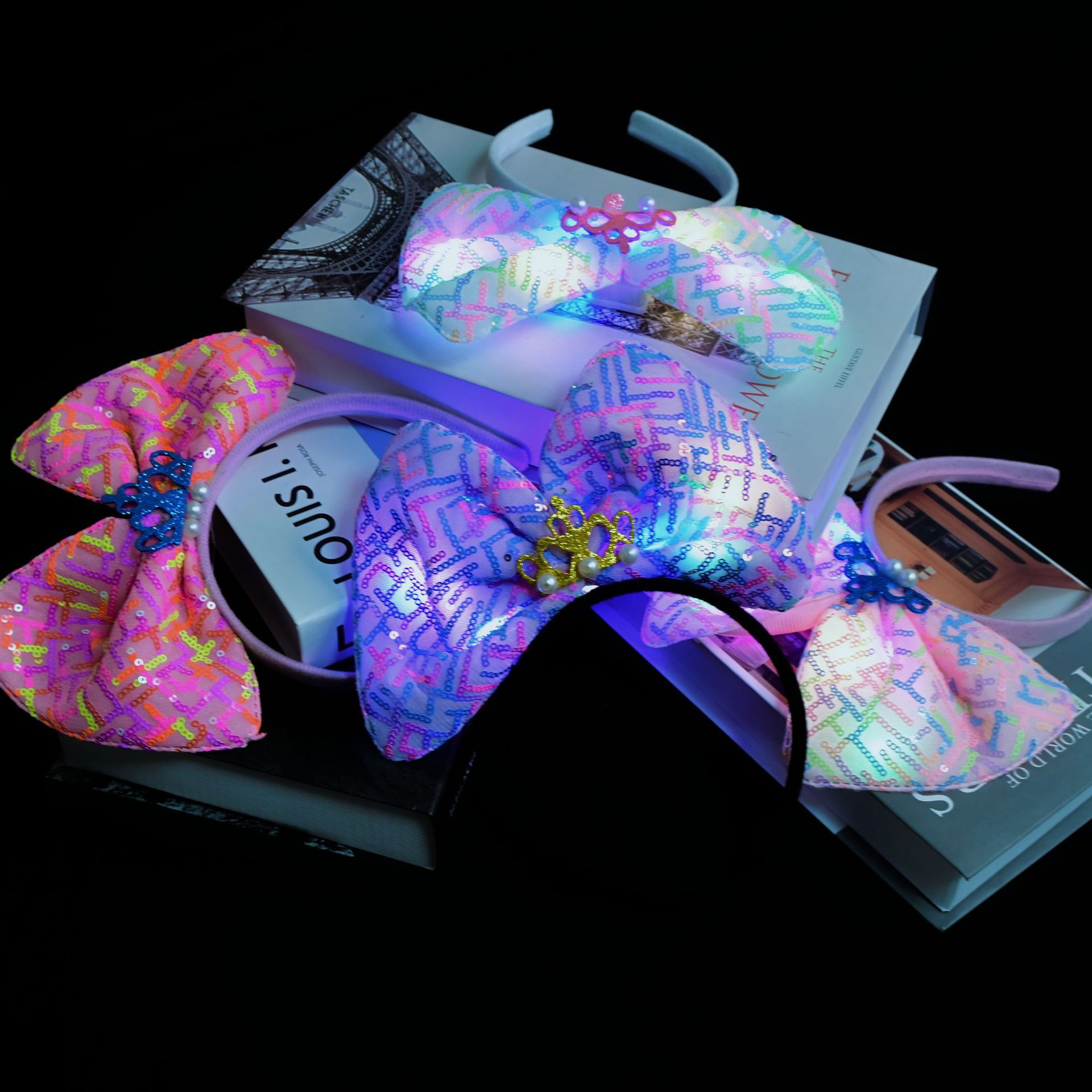 Bow headbands, colorful hair clips, sequined headbands, festival party activities, children's bow accessories supply