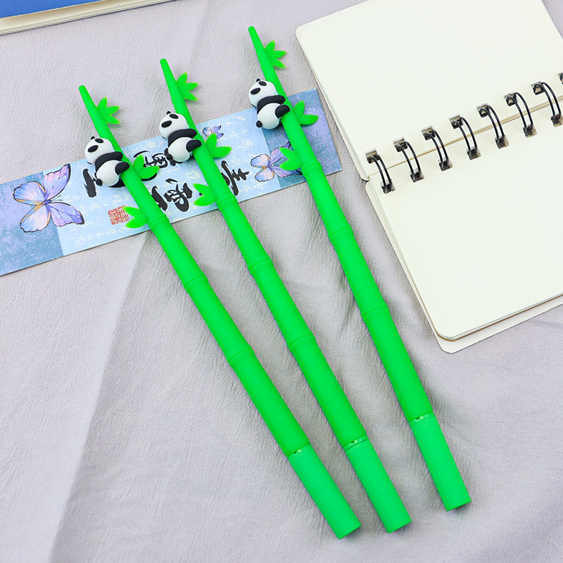 Creative cartoon panda bamboo needle gel pen, high appearance level, cute panda 0.38 black smooth signature pen