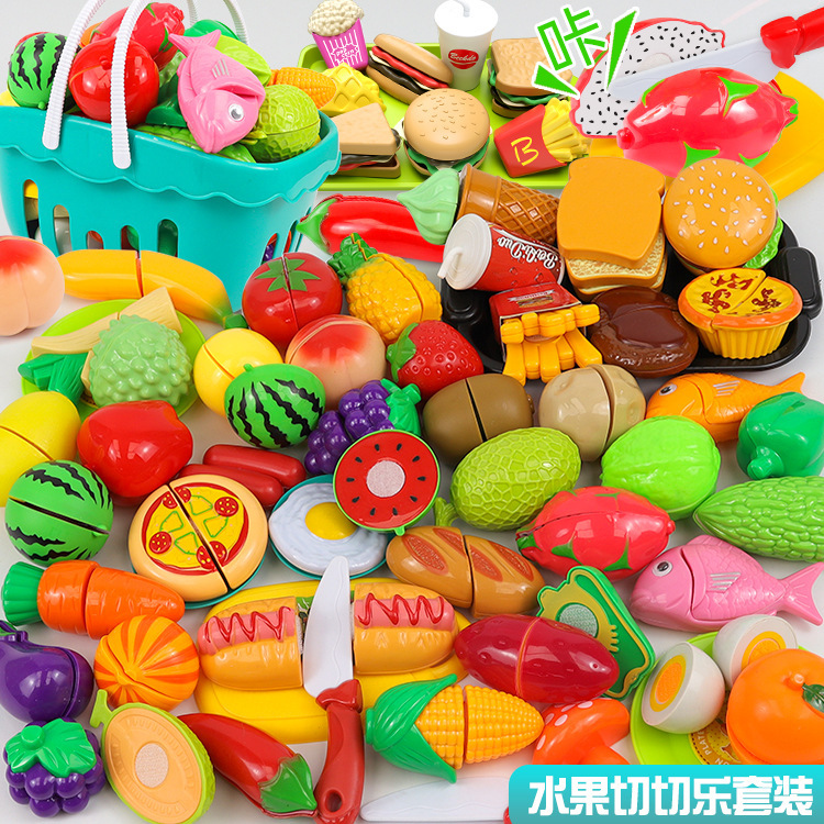 Children's simulation fruit cutting toys, vegetable cutting toys, girl's house playing toys, kitchen cooking utensils toys