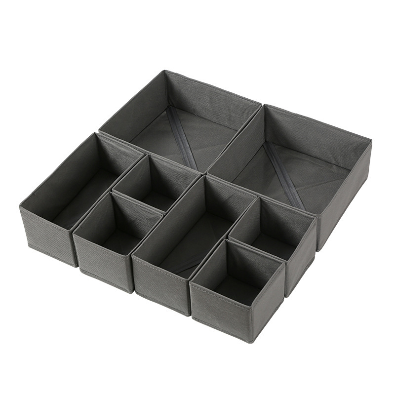 Uncovered grid sock storage box 3-piece set, underwear and underpants classified and organized storage box, bottom plate zipper storage box Item Picture