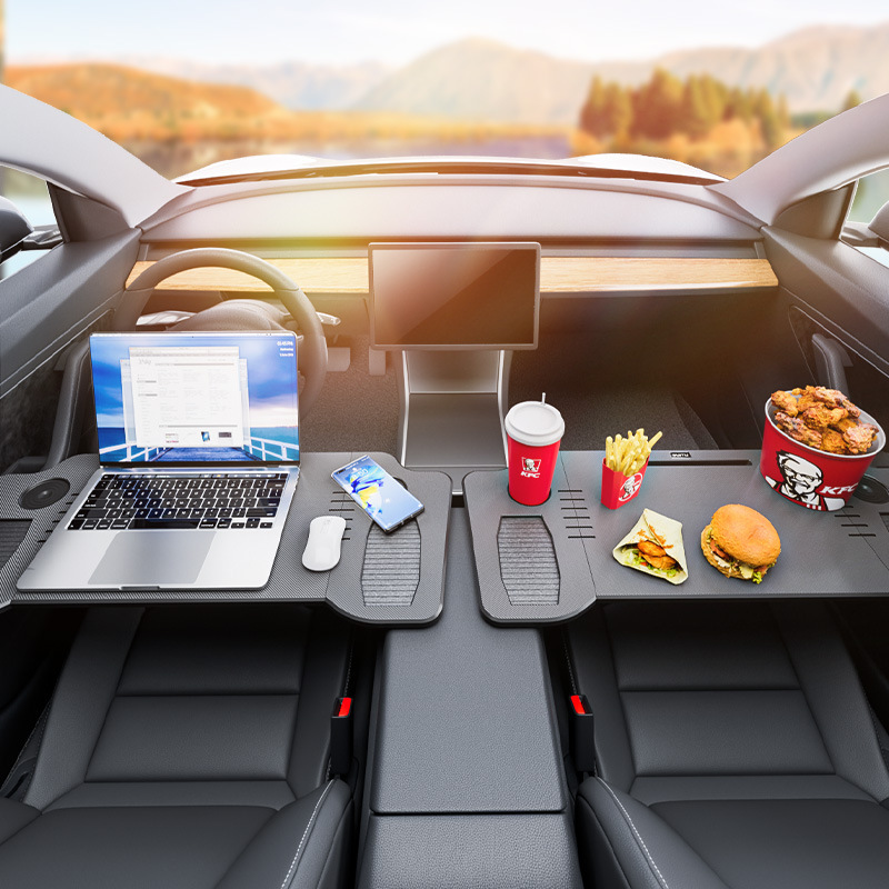 The car small table board is suitable for the front folding dining table, computer desk and dining in the car of Tesla Model3/Y details Picture