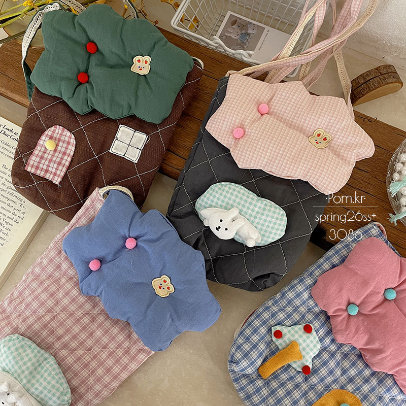 Spring new cloud-patterned bag fabric children's cute storage crossbody bag cartoon rabbit casual bag accessories Specification image