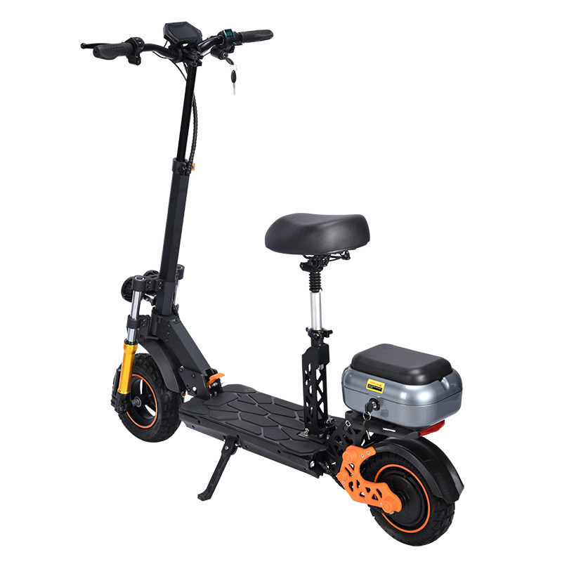 电动滑板车越野带座椅成人坐骑折叠电动车10英寸铝合金两轮电瓶车产品图