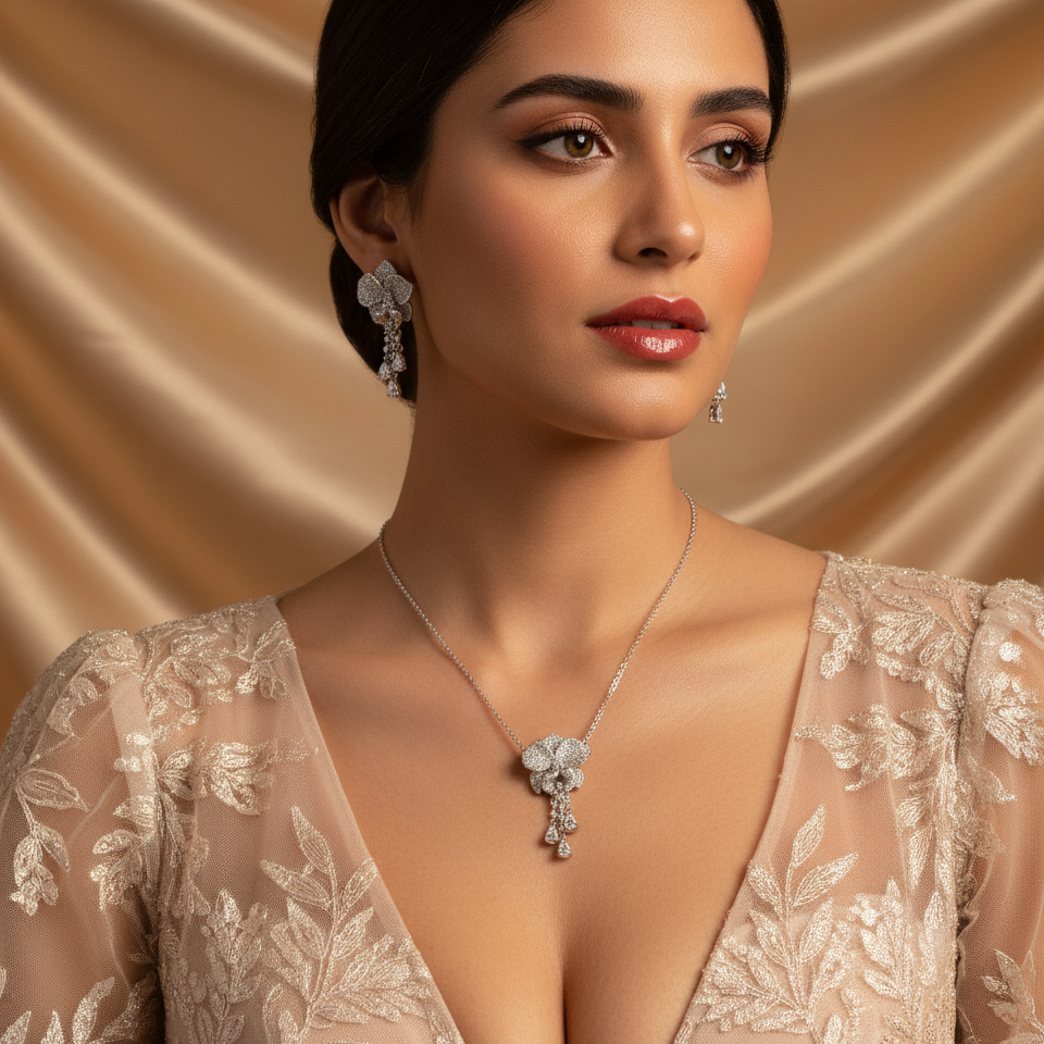 Cross-border light lujo premium sense borlas largas pendientes flores diseño de nicho premium sense circonitas con diamantes pendientes
