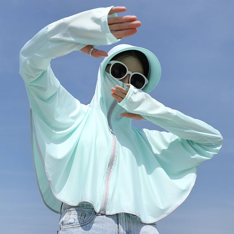 Summer sun-protective clothing, UV-resistant ice silk outdoor large brim outer suit, cape breathable and loose women's sun-protective clothing Application Scenario