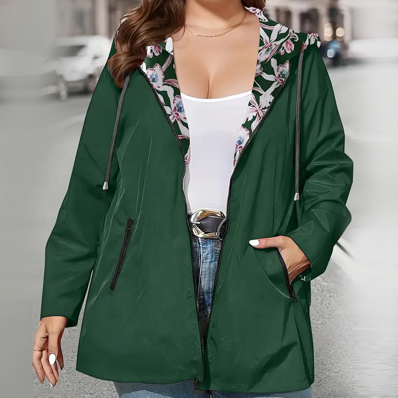 In 2025, Amazon's best-selling windbreaker with zipper and hood, lightweight outdoor windbreaker jacket, thin outdoor coat for women details Picture