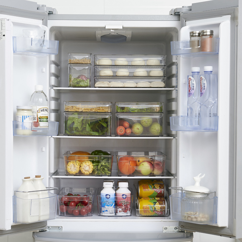 The refrigerator food storage box can be stacked with a transparent fresh-keeping box, a rectangular refrigerator box for fruits, vegetables and eggs details Picture
