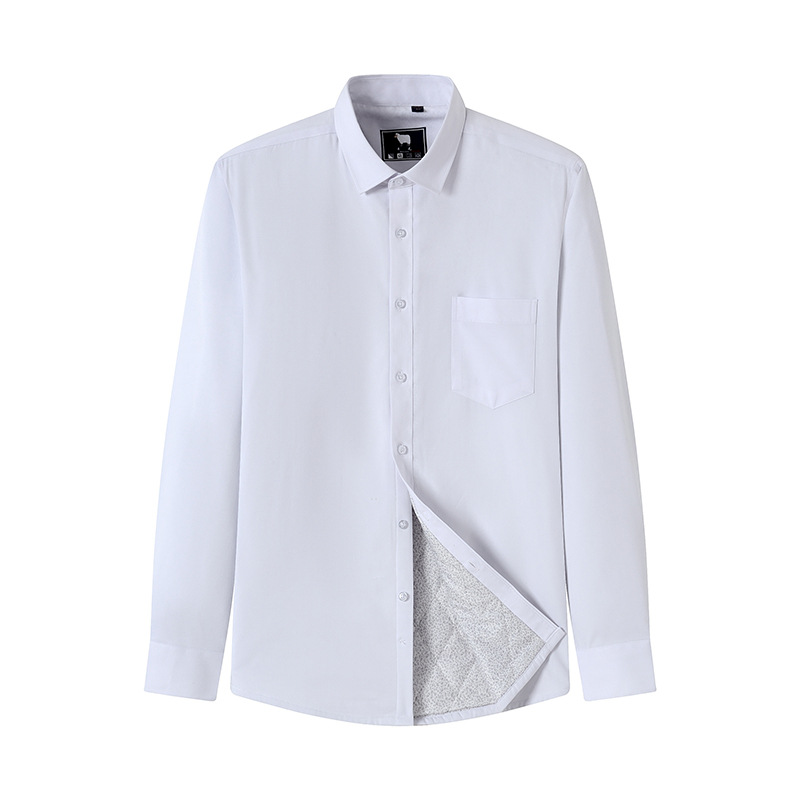 Men's warm shirt, men's long-sleeved winter business thickened fleece shirt, men's high-end wool inner liner for autumn and winter details Picture