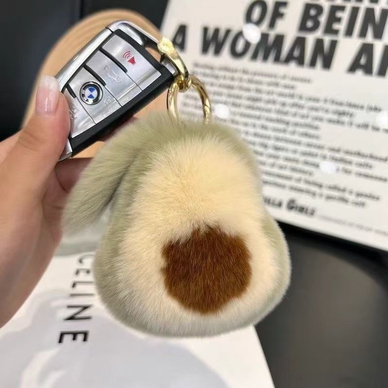 Cute imitation rabbit fur avocado, simple and popular plush pendant, bag pendant, car keychain, birthday gift
