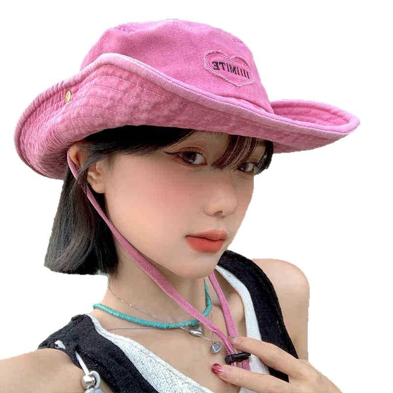 春夏帽子女款清新韩系防晒帽夏天户外太阳帽高级感百搭登山渔夫帽白底实物图