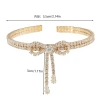 Korean InS-style bow diamond-encrusted bracelet with adjustable tassel opening elasticity, cross-border fashion design sense, rhinestone zircon claw chain Specification image