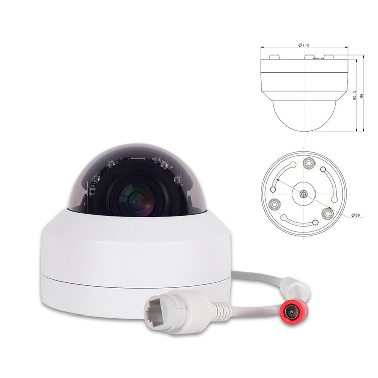Cross-border POE anti-riot PTZ surveillance camera: 5 million 360-degree rotation, 4x zoom, infrared hemispherical remote via mobile phone Item Picture