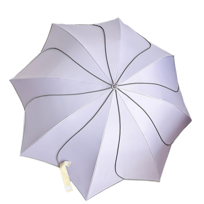 The new 8-bone petal umbrella with a straight stem and curved handle is an automatic umbrella for girls. It has a high appearance level, enhanced reinforcement, and provides sun protection and UV protection Item Picture