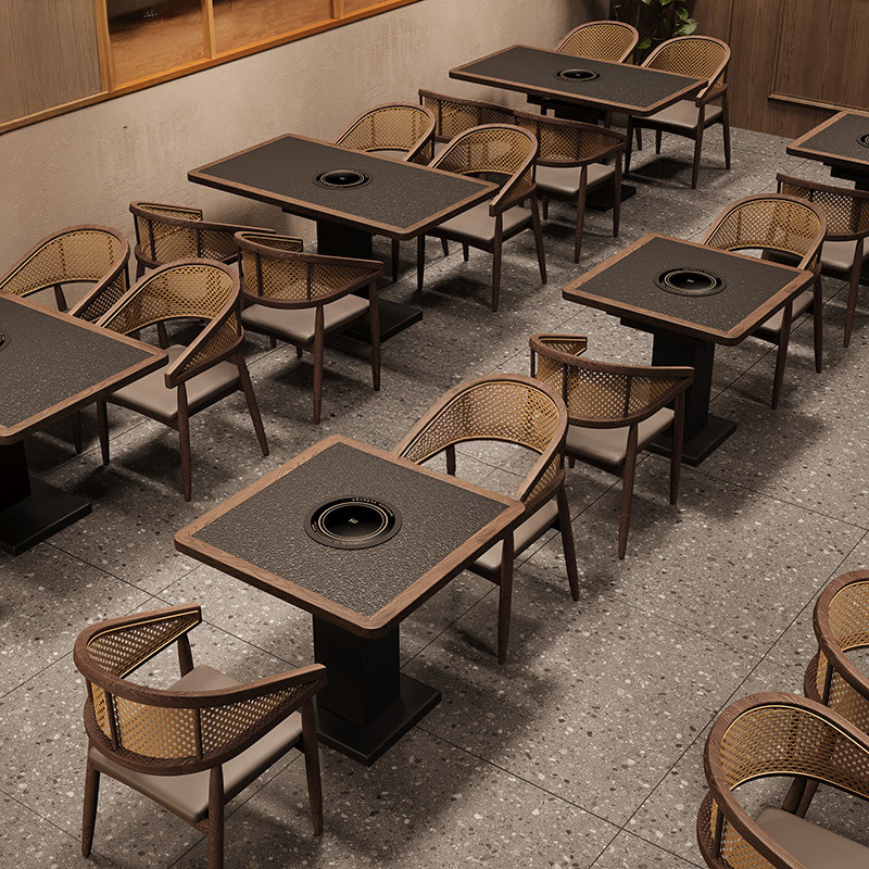 Star Factory wholesals mountain and wild-style hot pot restaurants, restaurant tables, chairs, booths, sofas, hotels, Hunan cuisine restaurants, barbecue and grilled meat restaurants, booths and tables for commercial use Item Picture