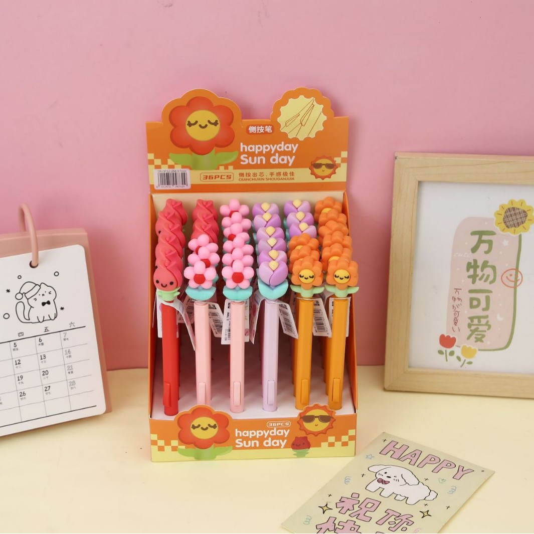 Baichang marker pen Green cute flower-shaped side-press pen small double-headed marker pen Baichang marker pen Green cute flower-shaped side-press pen small double-headed marker pen
