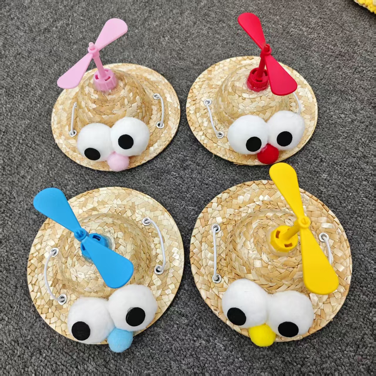 Pet straw hat, dog hat, spring and summer Corgi, Teddy, French Bulldog, bear, bamboo dragonfly, hand-woven costume hat, cat Specification image