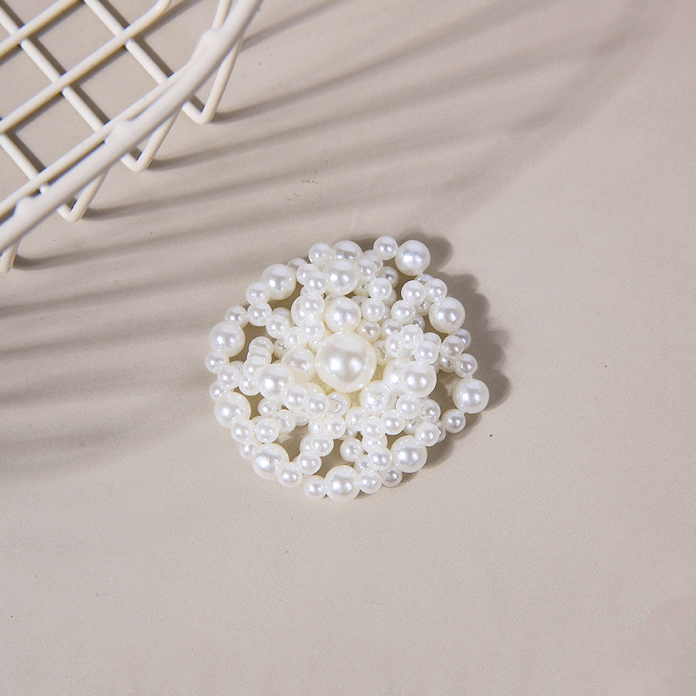 Retro, versatile and elegant double-ring pearl flower diy hand-woven beaded hair clips, hair accessories and earrings material wholesale Specification image