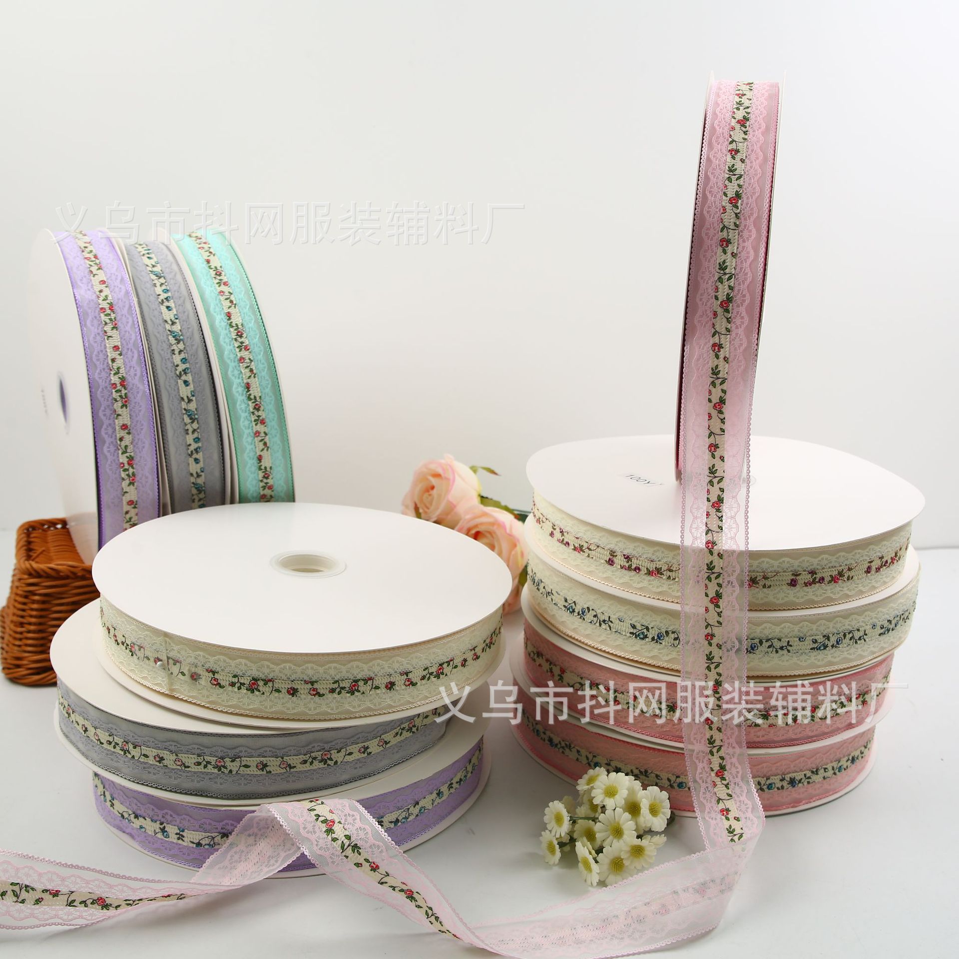 4cm lace trim, diy bow webbing, hair accessories, headwear, performance costume accessories, small flower webbing wholesale