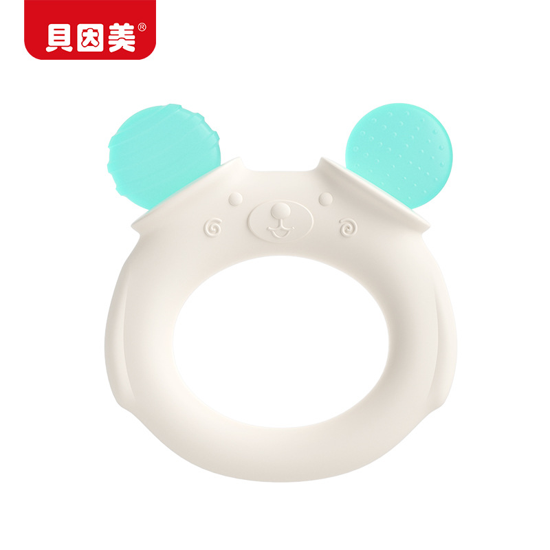 贝因美牙胶婴儿小月龄手抓牙咬胶小熊牙胶磨牙棒宝宝0一6月白底实物图