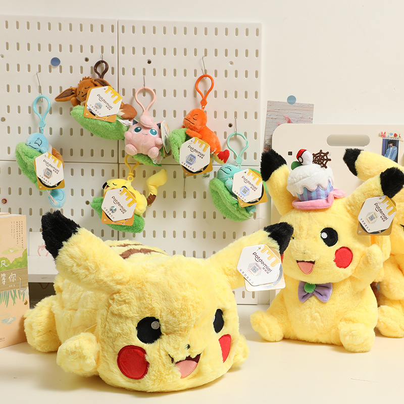 Genuine Pokemon pendant, Pikachu, Genki, Squirtle, Charmander, Doggy, plush pendant, backpack, keychain details Picture