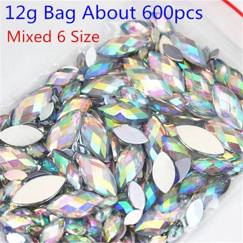 DIY handcrafted jewelry accessories from the manufacturer and wholesaler of color-changing AB size mixed flat-bottomed horse eye turtle surface acrylic diamonds details Picture