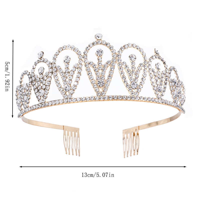 Aliexpress's best-selling cross-border trade, happy birthday! Full diamond comb crown, versatile water diamond crown for women's parties, wholesale hair accessories Specification image