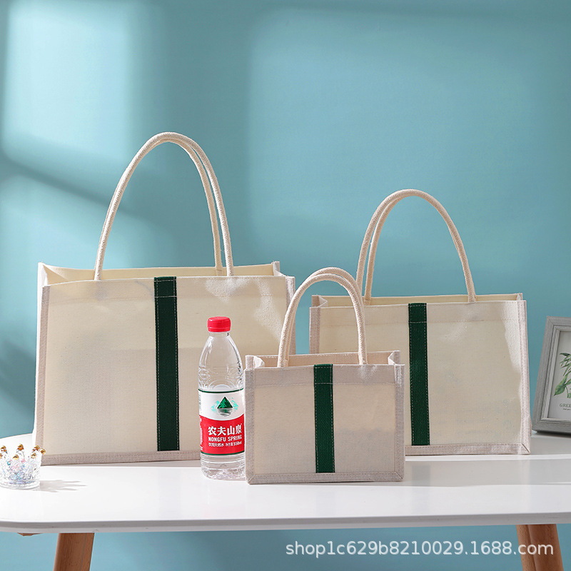 Wholesale of laminated canvas bags in stock, eco-friendly hand-held canvas bags, single-shoulder hand-painted canvas bags with logo printing, cotton and linen bags details Picture