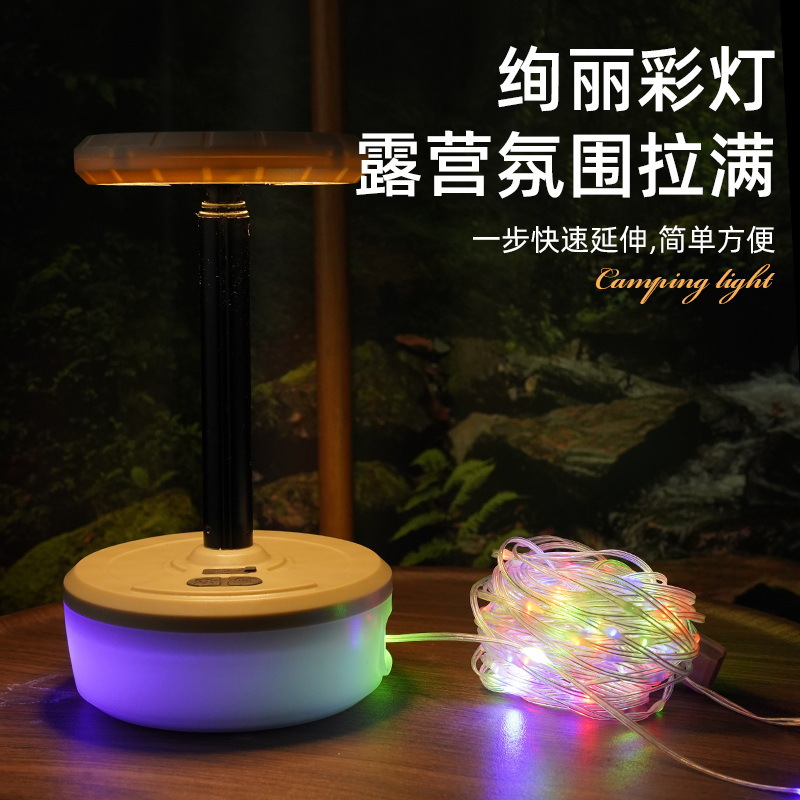 Cross-border outdoor atmosphere telescopic camping light, pull cord tent table lamp, magnetic work light, rechargeable led night light details Picture