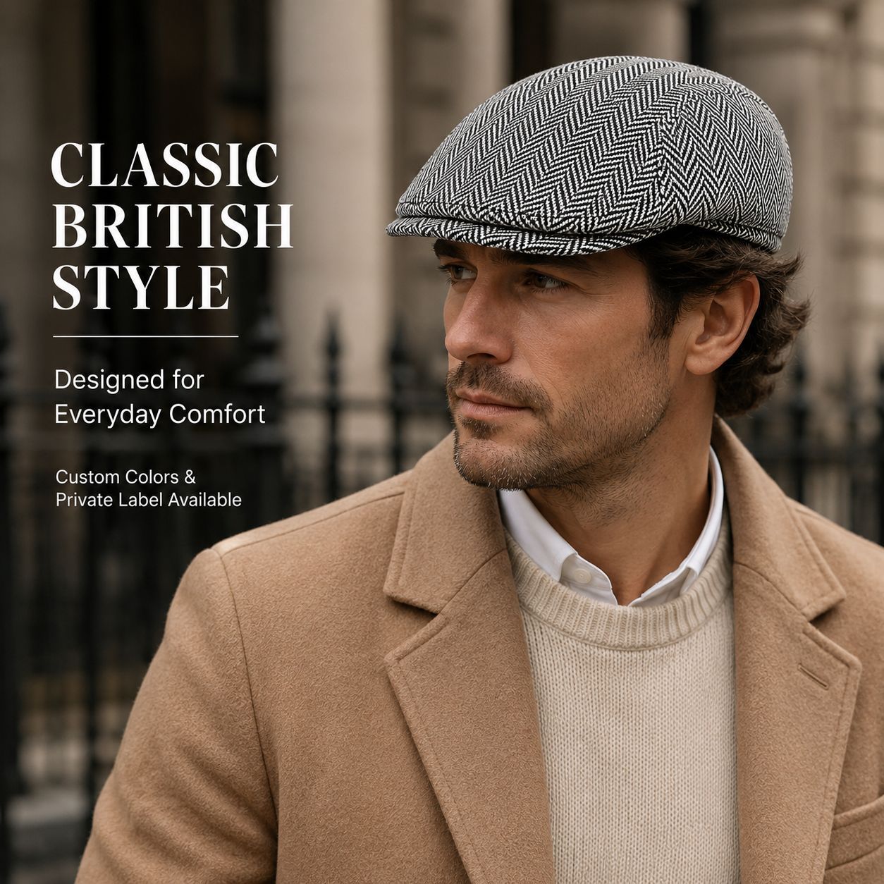 Amazon Men's autumn and winter European and American classic British berets, retro front hats, warm baseball caps, cross-border trade details Picture